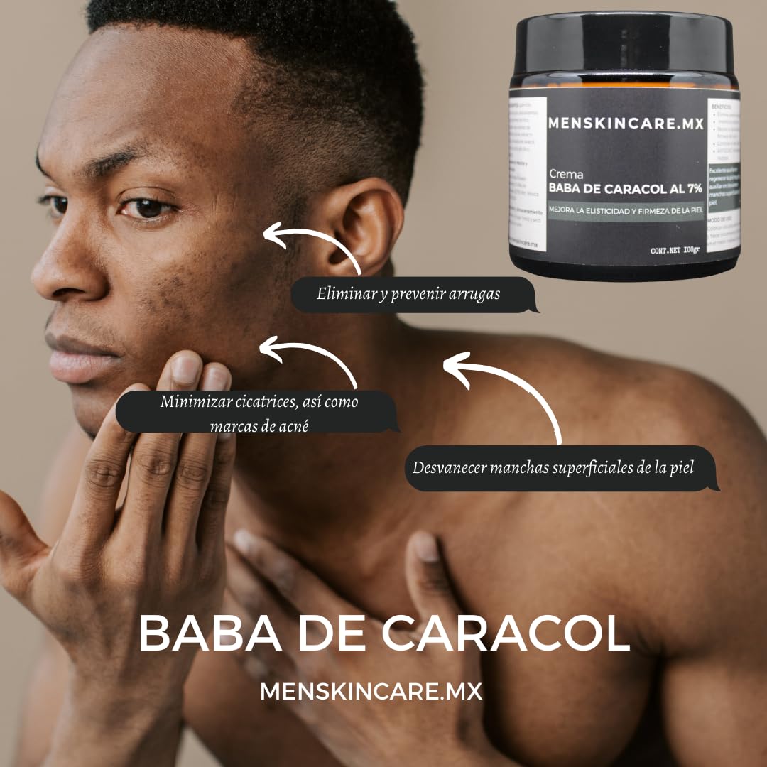 Crema Baba de Caracol 100gr para Hombres: Regeneración, Desvanecimiento de Manchas, Elasticidad y Firmeza con Extracto Proteico 7% - Mejora celular