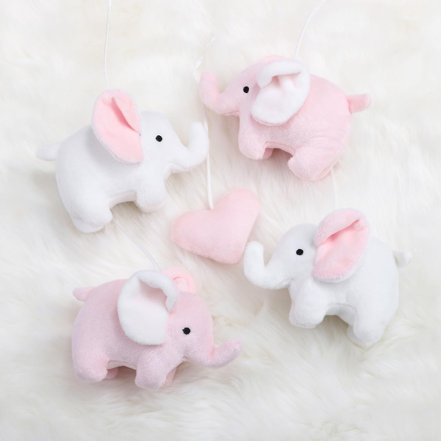 The Peanutshell Móvil de Cuna para Niñas - Móvil Musical Rosa Suave para Cuna de Bebé con 12 Canciones de Cuna, Lindo Elefante Decoración de Guardería Elefante Rosa para Bebé