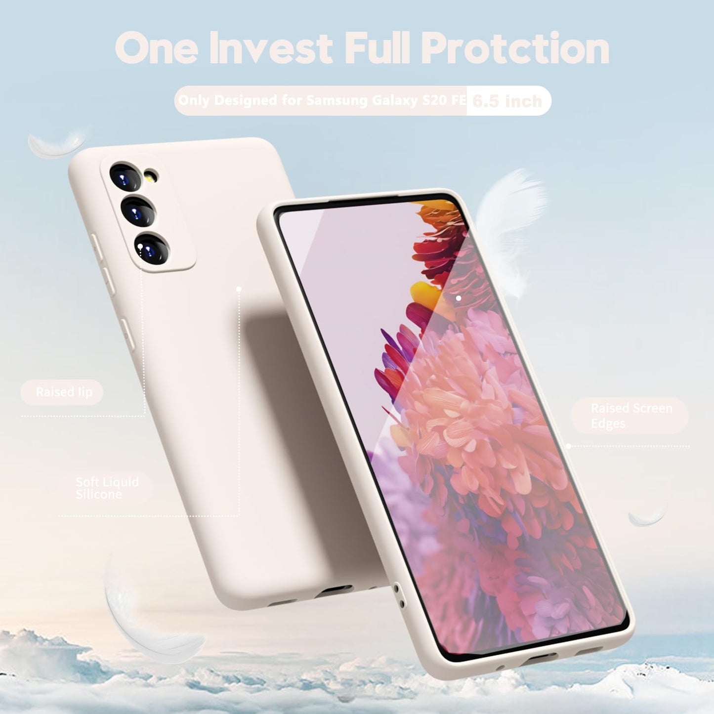 oakxco - Funda de silicona líquida para Samsung Galaxy S20 FE 5G, bonita funda delgada de goma suave TPU lisa de gel para mujeres y niñas, diseño estético, sólido mate protector y a prueba de golpes,