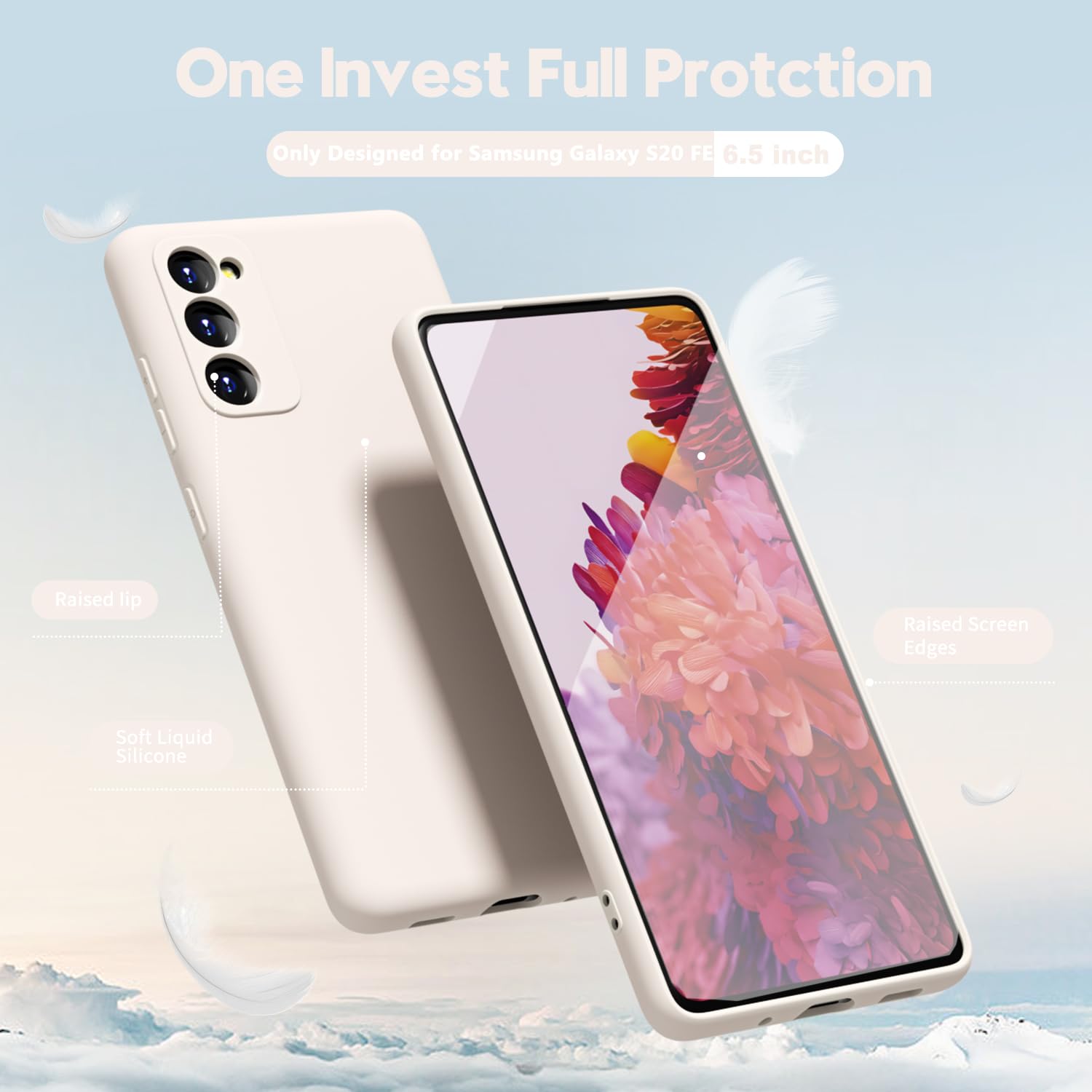 oakxco - Funda de silicona líquida para Samsung Galaxy S20 FE 5G, bonita funda delgada de goma suave TPU lisa de gel para mujeres y niñas, diseño estético, sólido mate protector y a prueba de golpes,
