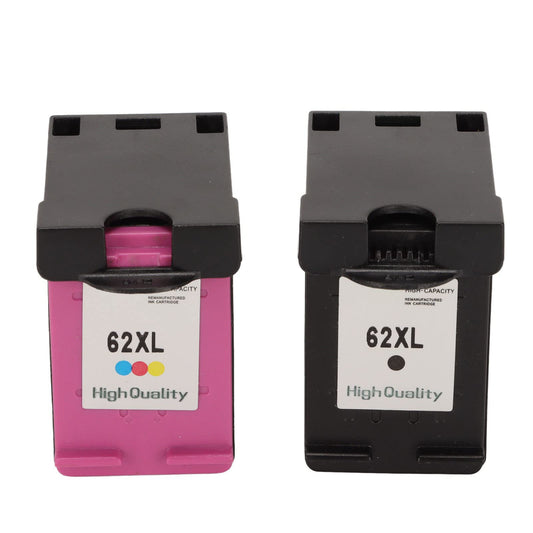 Hilitand Paquete Combinado de Cartuchos de Tinta 62XL Compatible con OfficeJet 200 258 5540 5542 5640 7640 Y para Impresora Envy 5540 5542 5545 5640, 1 Negro, 1 Tricolor, 2