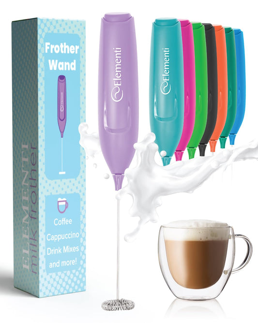 Elementi Potente varita espumadora – Espumador de leche ligero y mezclador de mano, batidor Matcha para Lattes de ensueño, potente mezclador de café y mezclador para capuchinos cremosos en casa