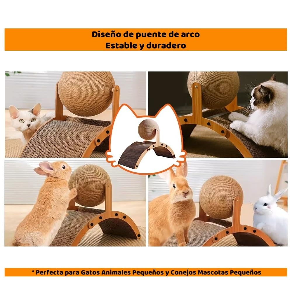 Rascador Bola Nuevo 2025 para Gatos Resistente arañazos con Juguete de Pelota Giratoria 12cm Interactivos para Mascotas Pequeñas