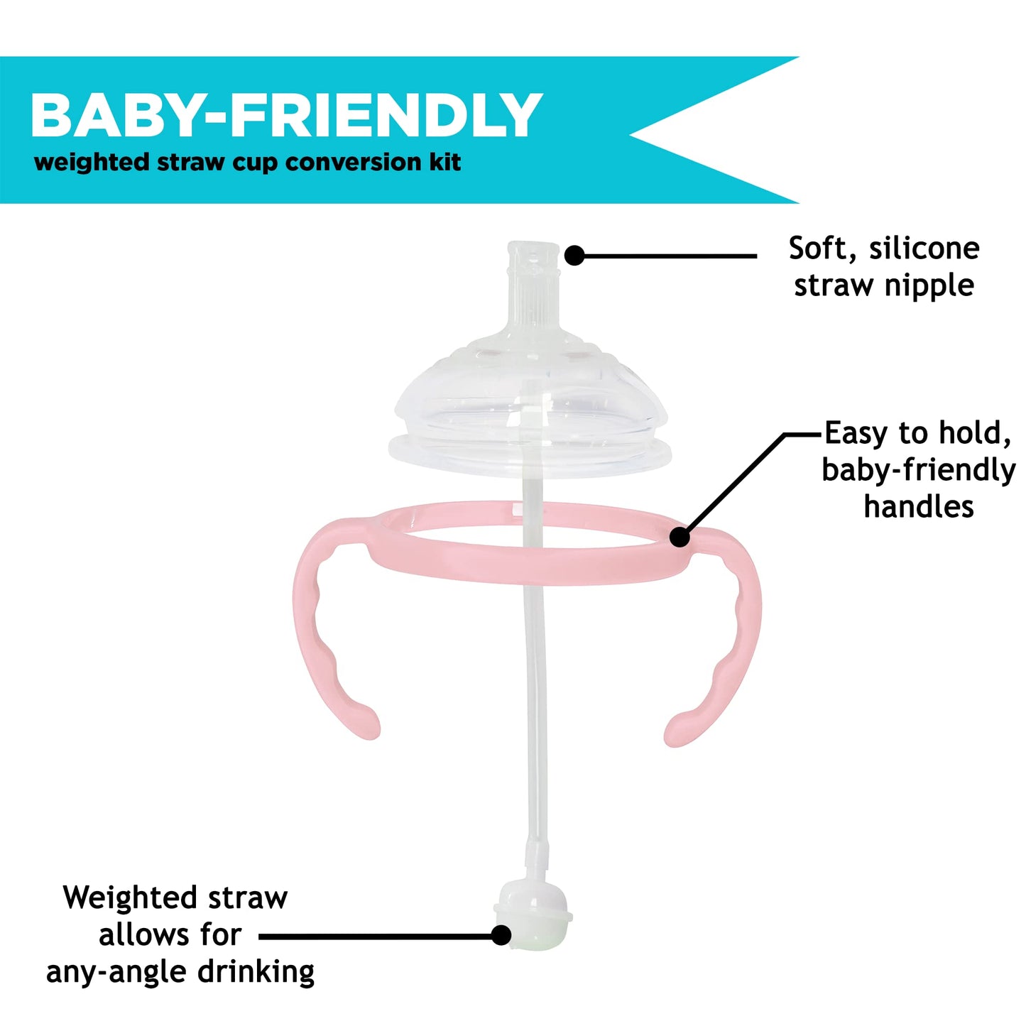 Botabee Kit De Transición De Vaso Con Pajita Para Biberones Comotomo | Kit De Conversión Compatible Con Biberones De 140 Y 227 Ml | Tetina De Silicona Suave Con Tapa De Pajita Y Pajita Con Peso Para A