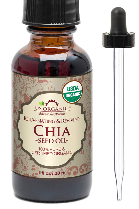 Aceite Orgánico de Semilla de Chía USDA Virgen - Prensado en Frío 30ml para Piel y Cabello - Natural y Nutritivo para Cosmética Orgánica
