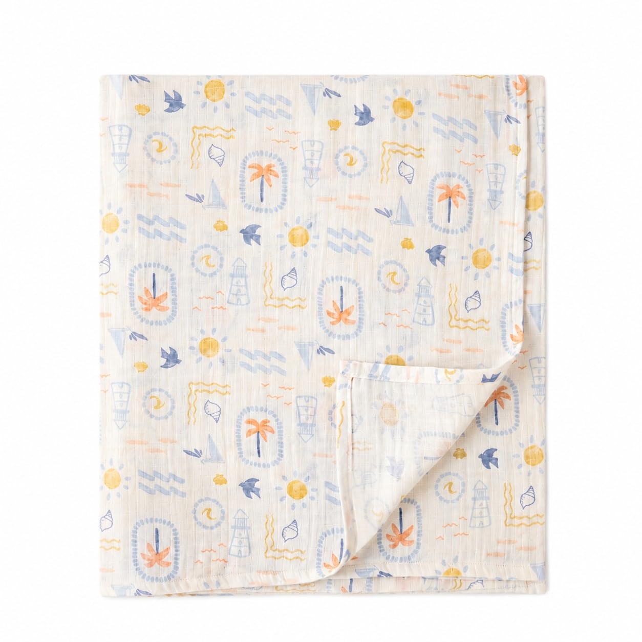 Carter's Baby - Paquete de 2 mantas de muselina para bebé, 47 x 47 pulgadas, mantas de algodón suave y transpirable (azul/blanco)