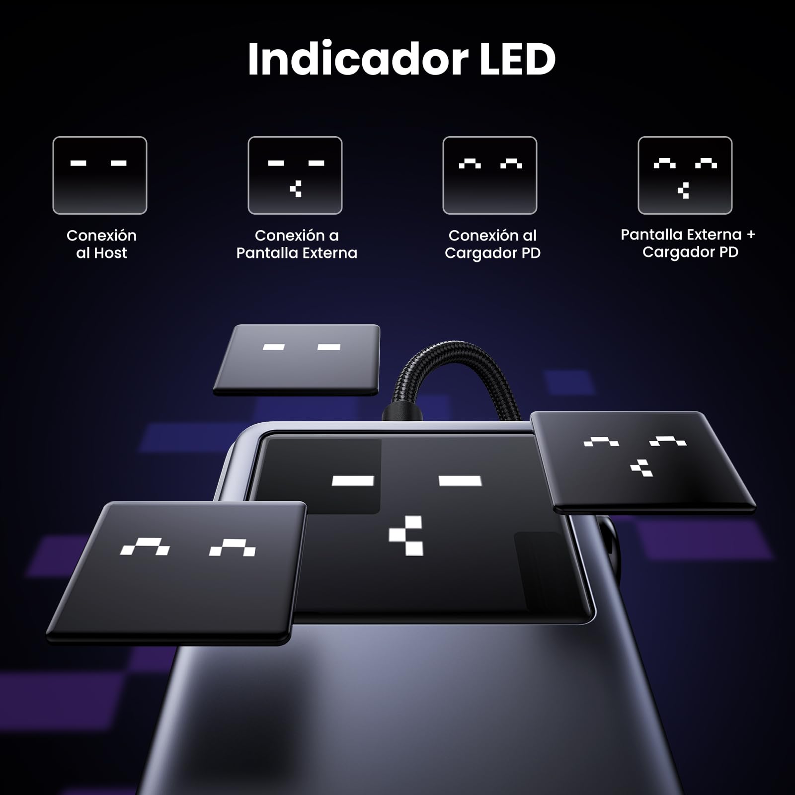 UGREEN Uno Hub USB C, 6 en 1 Robot Adaptador USB C 3.2 Gen 2 con HDMI 4K 60Hz, 2*USB y 2*USB C 10Gbps, Carga 100W Compatible con MacBook Pro Air Surface Chromebook DELL XPS y Más Dispositivos Tipo C