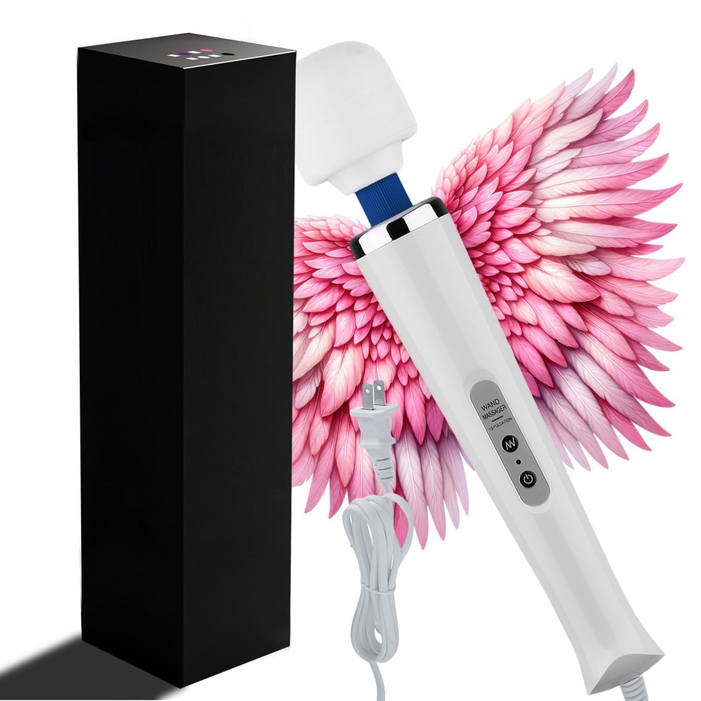 Personal Wand Electric Massager with 10 Powerful Magic Vibrations, Handheld Neck Shoulder Back Body Massager Wand Massage for Deep Muscles Pain Relief (Pink)-White