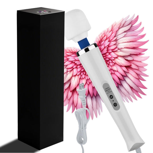 Personal Wand Electric Massager with 10 Powerful Magic Vibrations, Handheld Neck Shoulder Back Body Massager Wand Massage for Deep Muscles Pain Relief (Pink)-White
