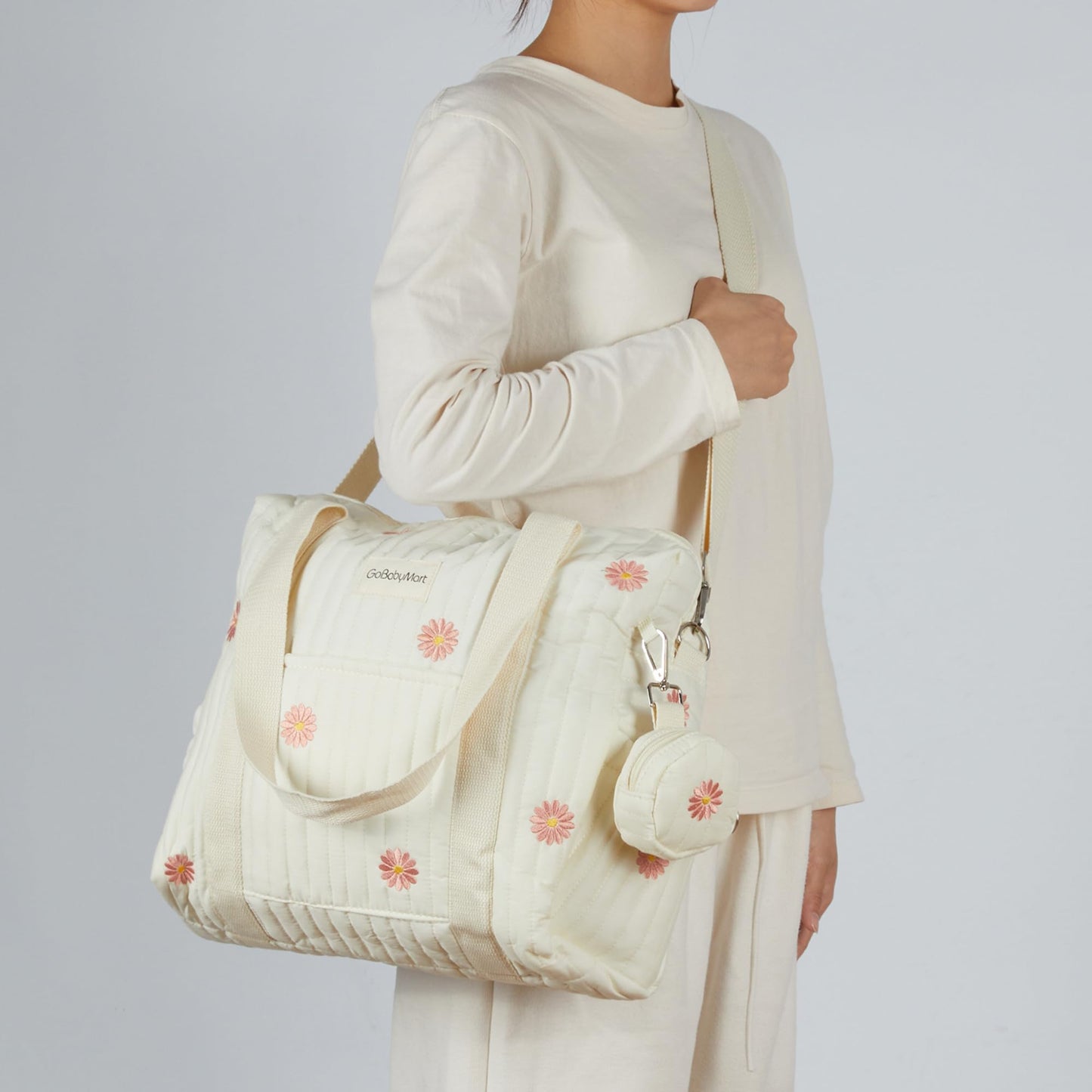 GOBABYMART - Juego de 3 bolsas de pañales, bolsa de hospital para trabajo y parto, bolsa de viaje de maternidad con cambiador y estuche para chupete