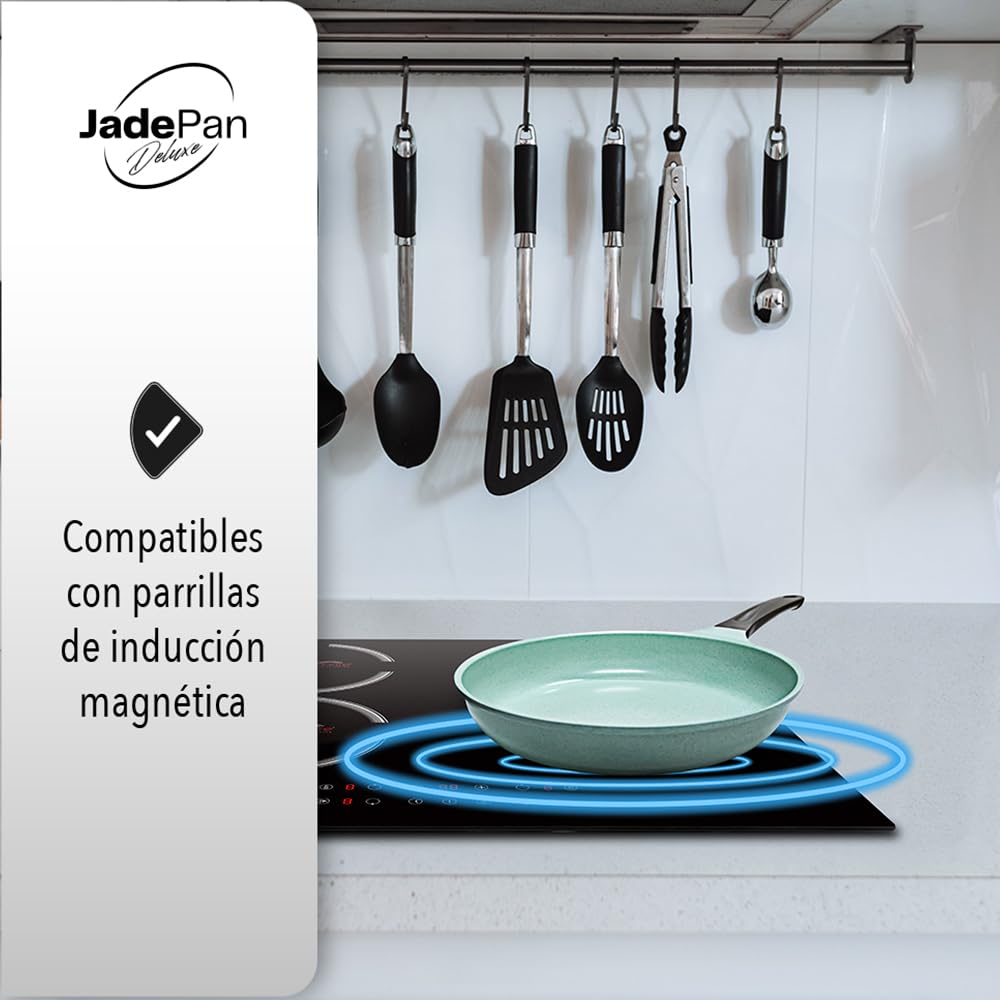 Jadepan Deluxe, Juego de 2 saretenes antihaderentes, Recubrimiento de cerámica Jade