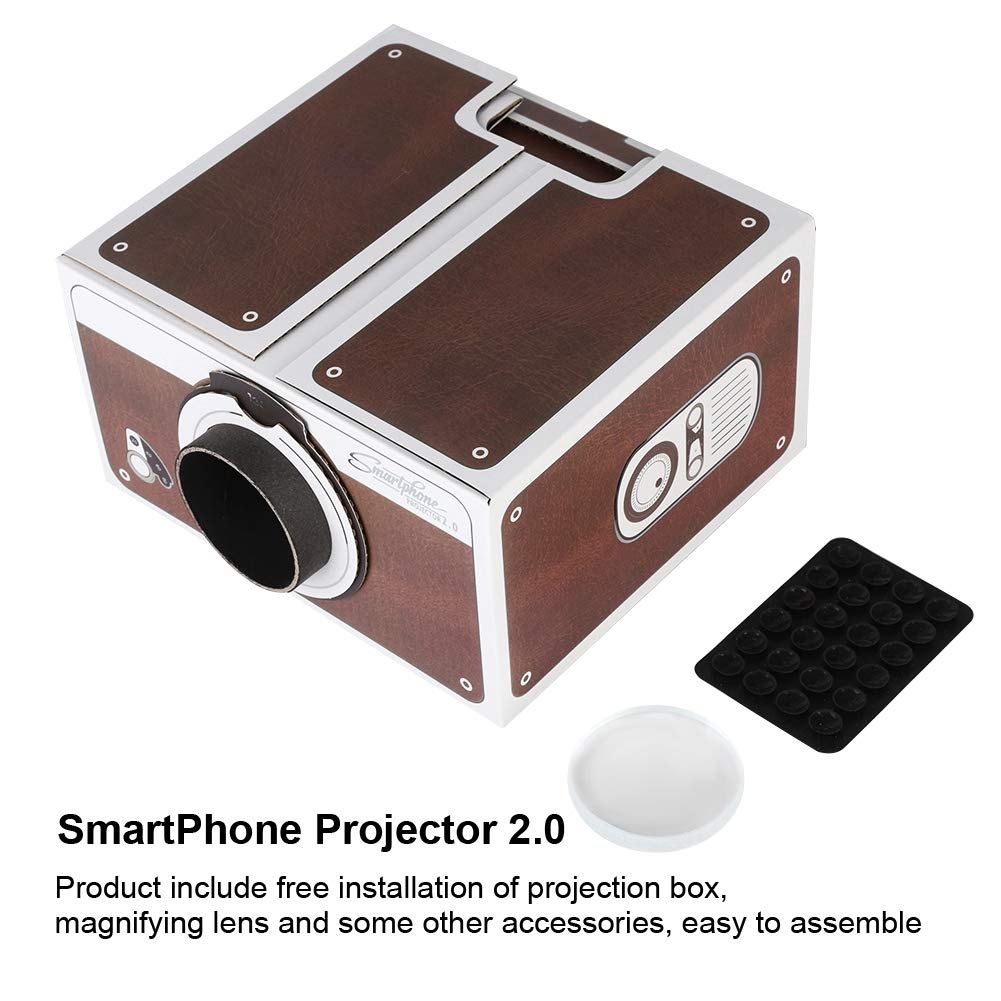 Qioni Mini Portátil Videoproyector de Cine en Casa Segunda Generación Proyector de Video para Video/Películas/Juegos/Cine en Casa DIY Inteligente Proyector para Teléfonos Móviles
