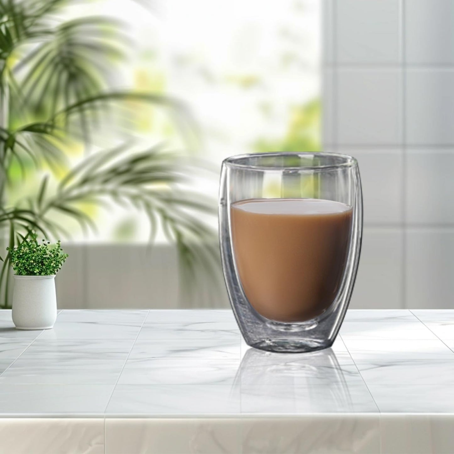 Taza de Café NACOOL Vidrio Transparente Doble Pared Set 6 Piezas