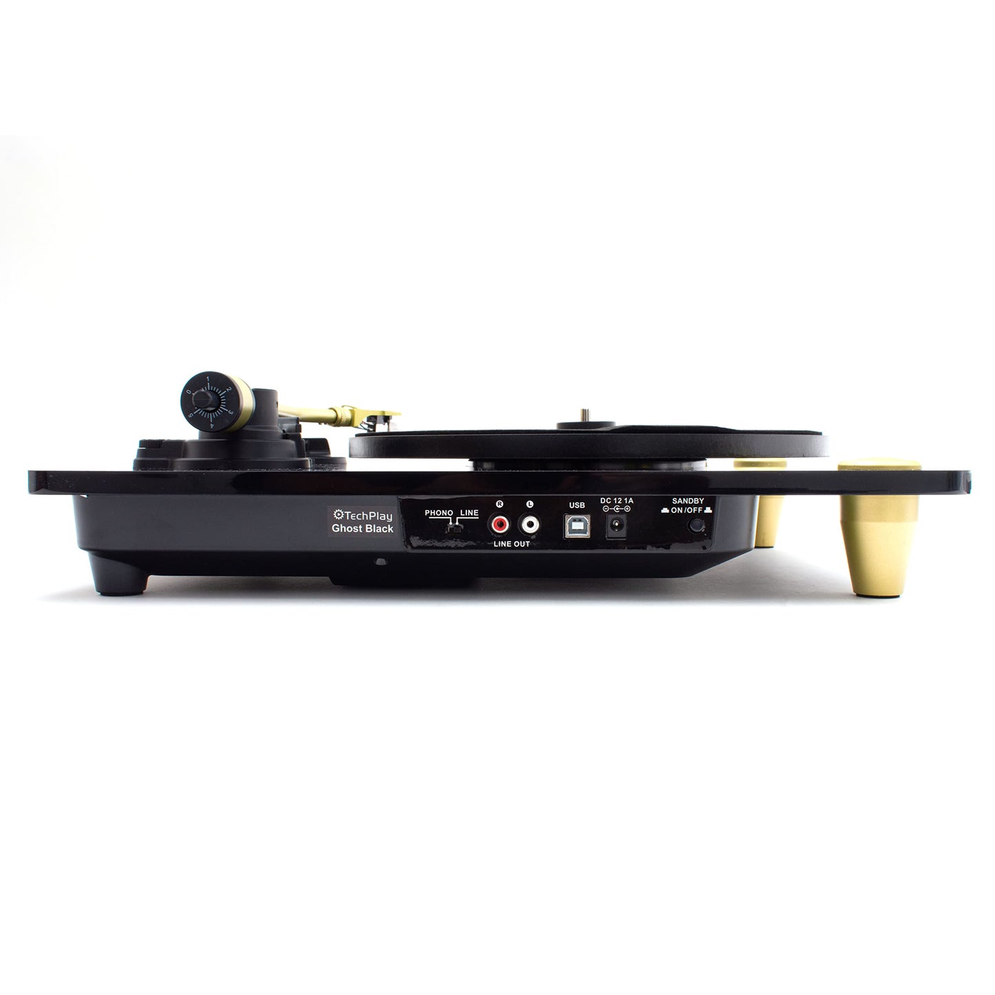 TechPlay Ghost, placa giratoria accionada por correa de 2 velocidades con transmisión Bluetooth. Se conecta a tus altavoces Bluetooth de forma inalámbrica. (negro)