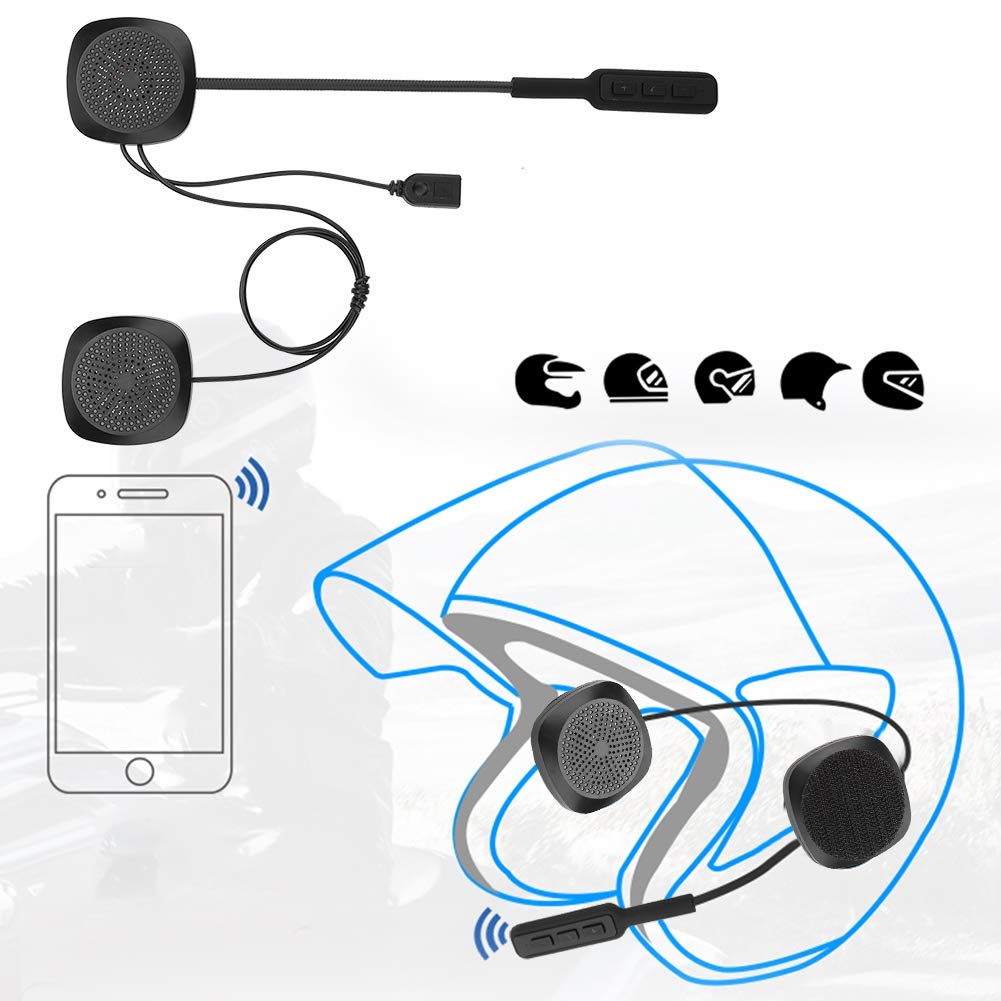 Auriculares Bluetooth ASHATA Negro con Contestador para Casco de Moto