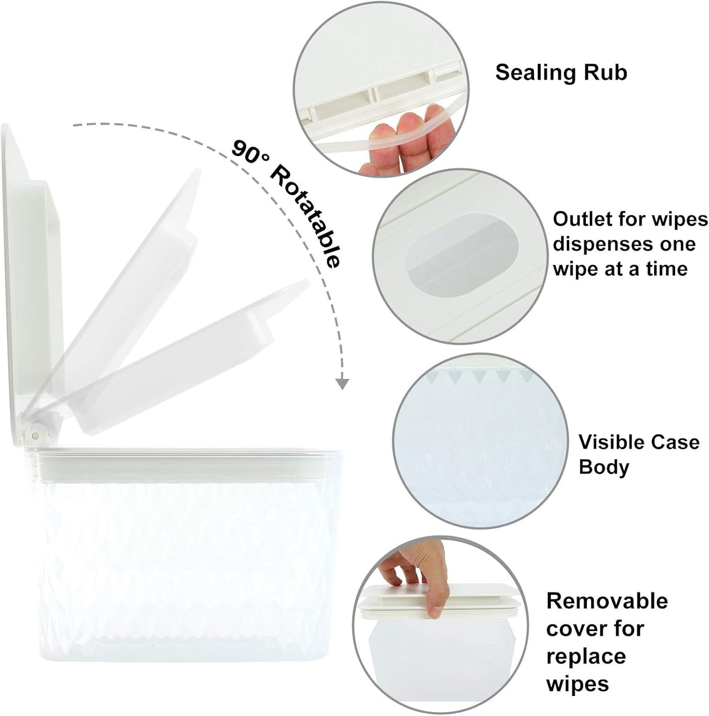 HSWT 2 paquetes de dispensador de toallitas, dispensador de toallitas con diseño de sello, soporte para toallitas, caja para baño, mantiene las toallitas frescas, a prueba de polvo y antideslizante