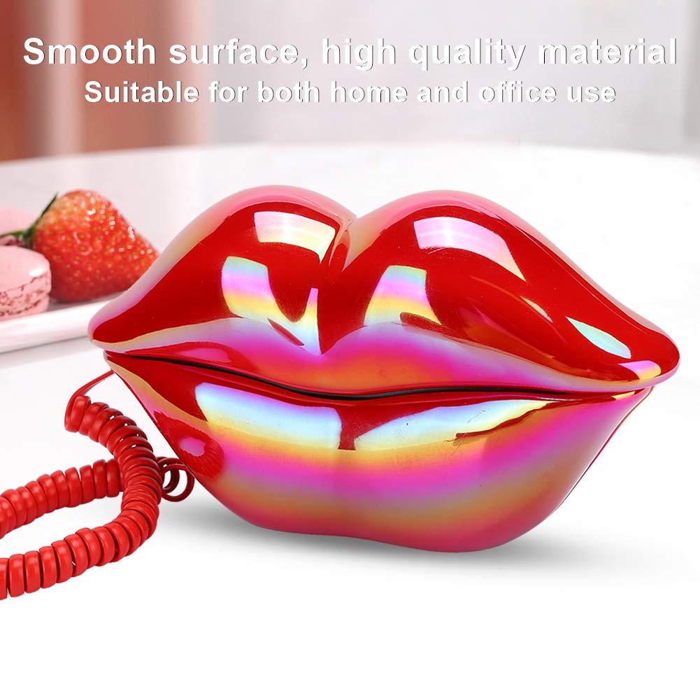 Okuyonic Teléfono con Forma de Labios de Boca roja, Estilo Europeo Labios Rojos creativos Teléfono Fijo Escritorio de Estilo Europeo para la Oficina en casa para la decoración del hogar