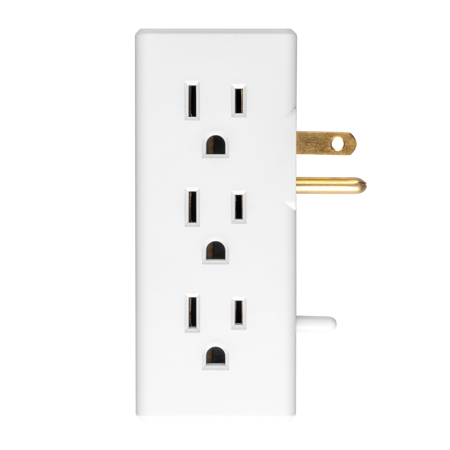 GE home electrical Extensor de 6 salidas con acceso lateral, llave de pared, gira 2 salidas en 6, 3 puntas, clasificación interior, listado UL, blanco, 54543