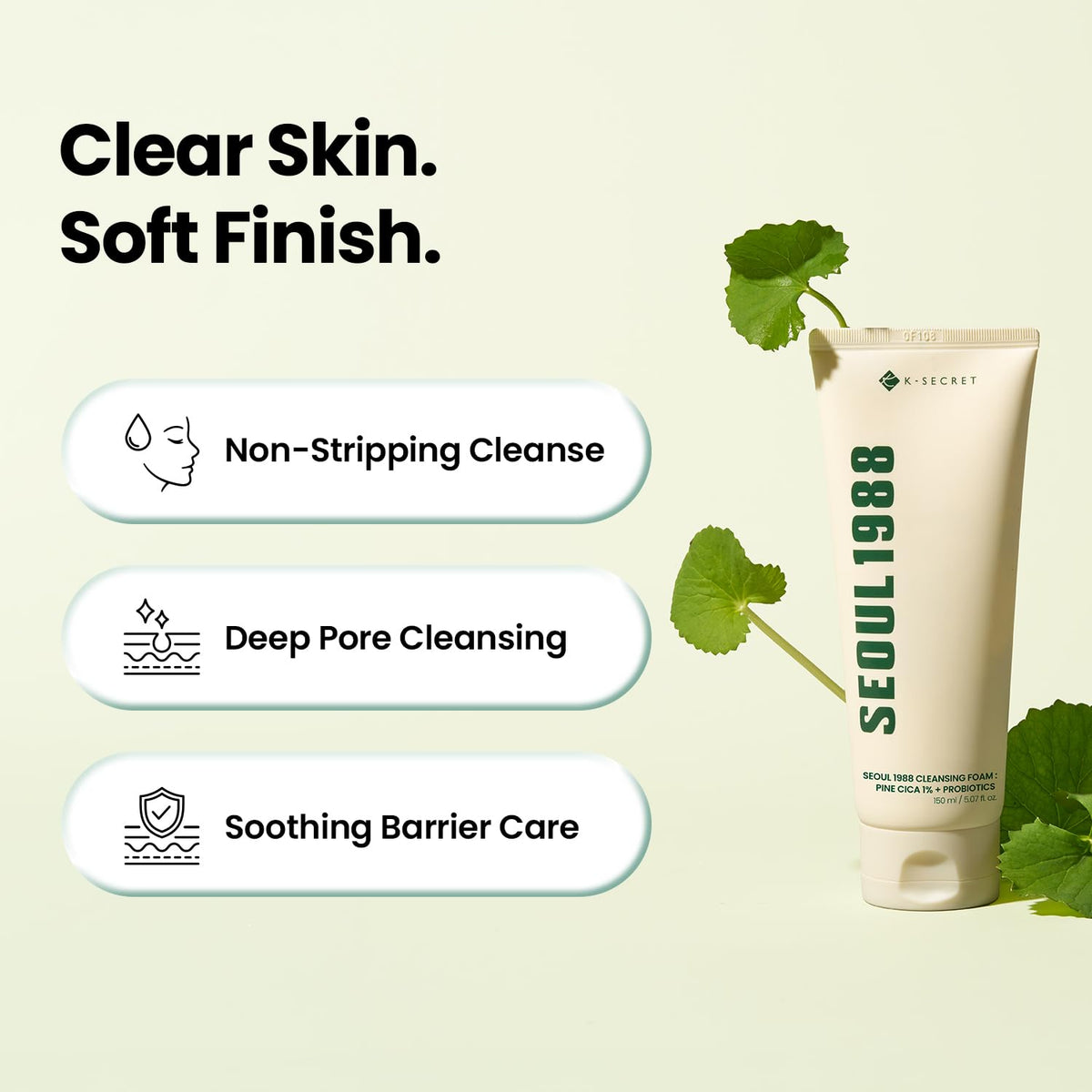 K-SECRET SEOUL 1988 Cica Cleansing Foam – Deep Pore Cleansing & Soothing Care | Daily Facial Cleanser for Sensitive Skin | Korean Skincare, 150ml / 5.07 fl oz