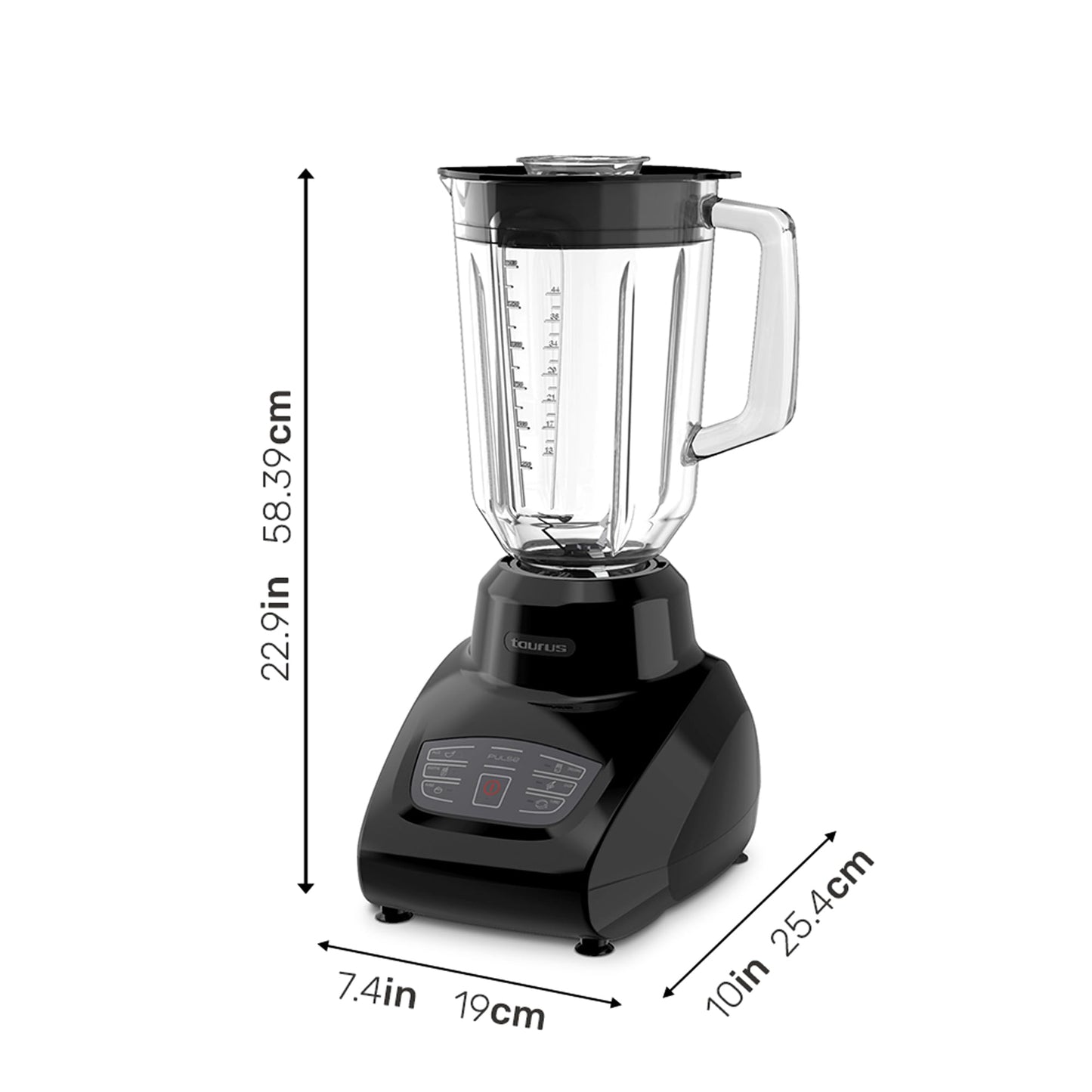 Licuadora Taurus Sevilla Vidrio Touch 1.5L 550 Watts 5 Programas Turbo Pulso LED EASY-FIT