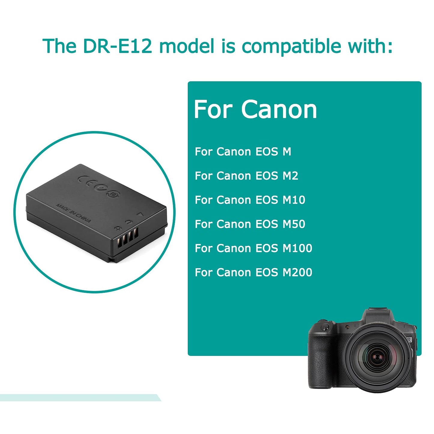 Raeisusp 5V-8.4V Cable USB ACK-E12 + Acoplador DC DR-E12 LP-E12 Batería Virtual +QC3.0 Adaptador USB Kit para Canon EOS M EOS M2 M10 M50 M100 M200