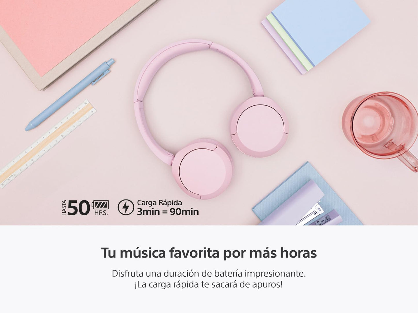 Audífonos Inalámbricos Sony Rosa Modelo WH-CH520
