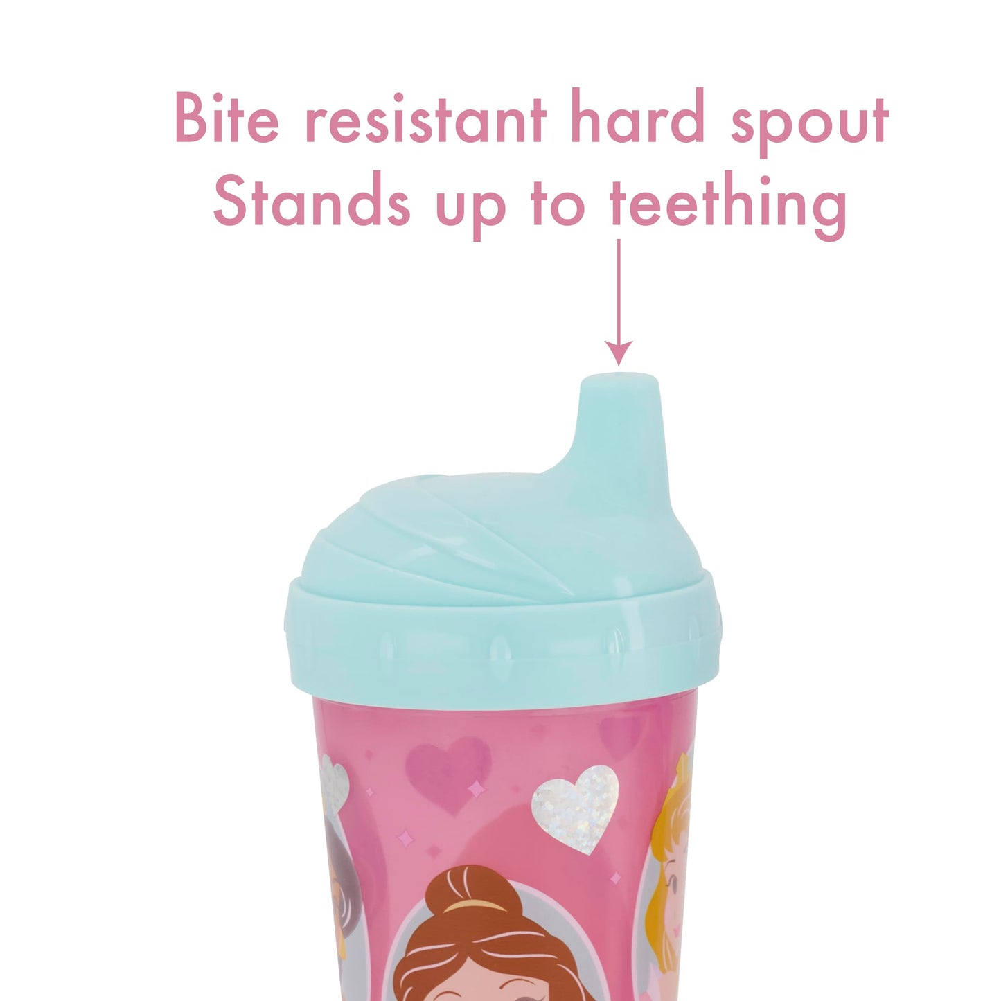 Disney - Vasos para sorbos para niñas | 10 onzas Princess Sipper Cup Pack de dos | Botella de agua de viaje azul duradera a prueba de fugas para niños pequeños