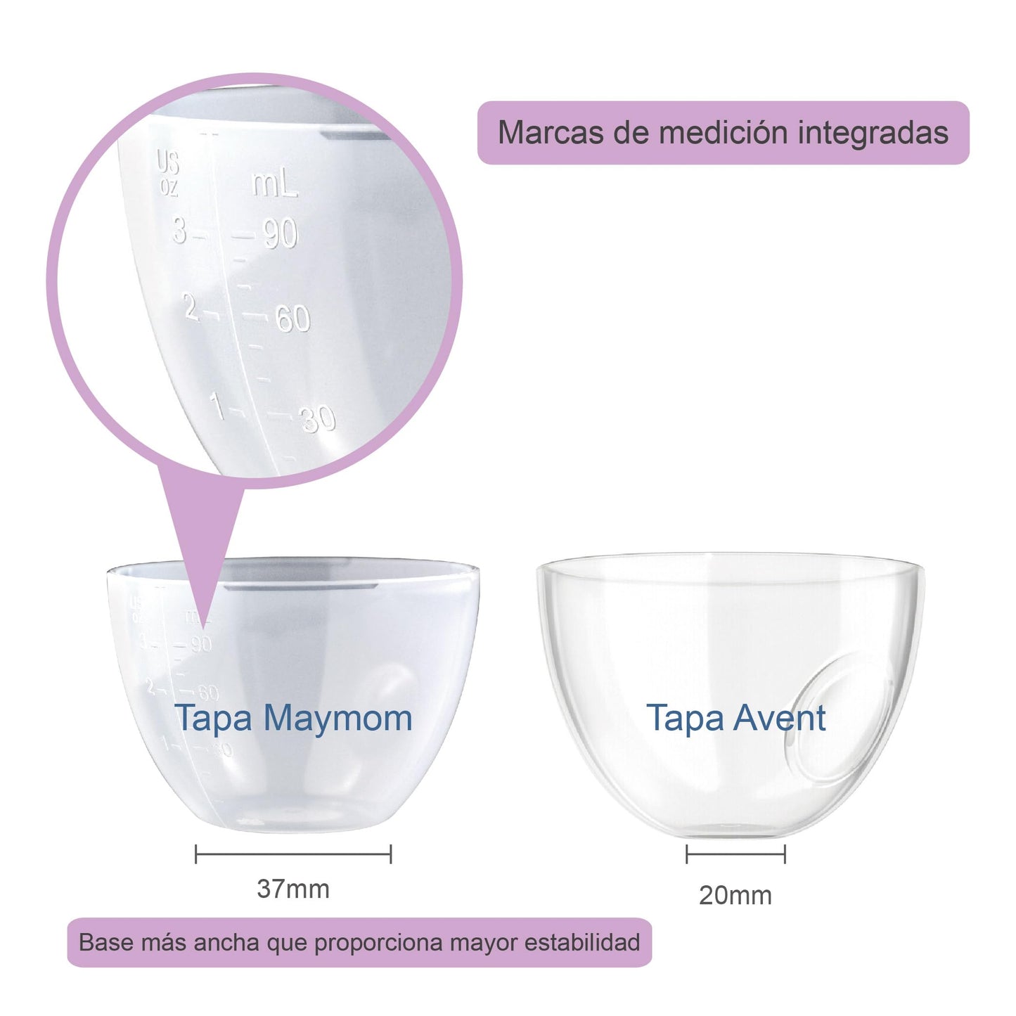 Maymom Tapas Tipo Cúpula Compatibles con Biberones Avent Natural de PP o de Vidrio; No compatibles con Avent Classic; No son piezas originales Avent