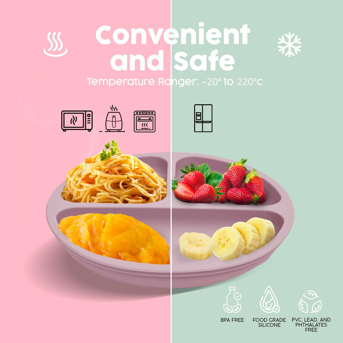 Smart Mommy 2025 - Juego de alimentación de bebé de silicona sin BPA, juego completo de platos y utensilios para bebé: platos, ventosa, utensilios, babero con grabador de alimentos y babero de viaje,