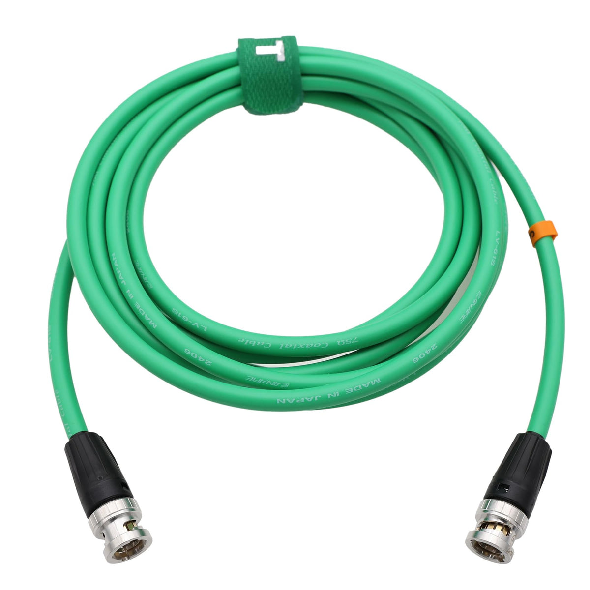 Cable Coaxial de Vídeo HT 12G Verde para Monitor de Cámara y Grabadora, Blindado y Flexible BNC a BNC Canare LV-61S 75 Ohmios 1,5M