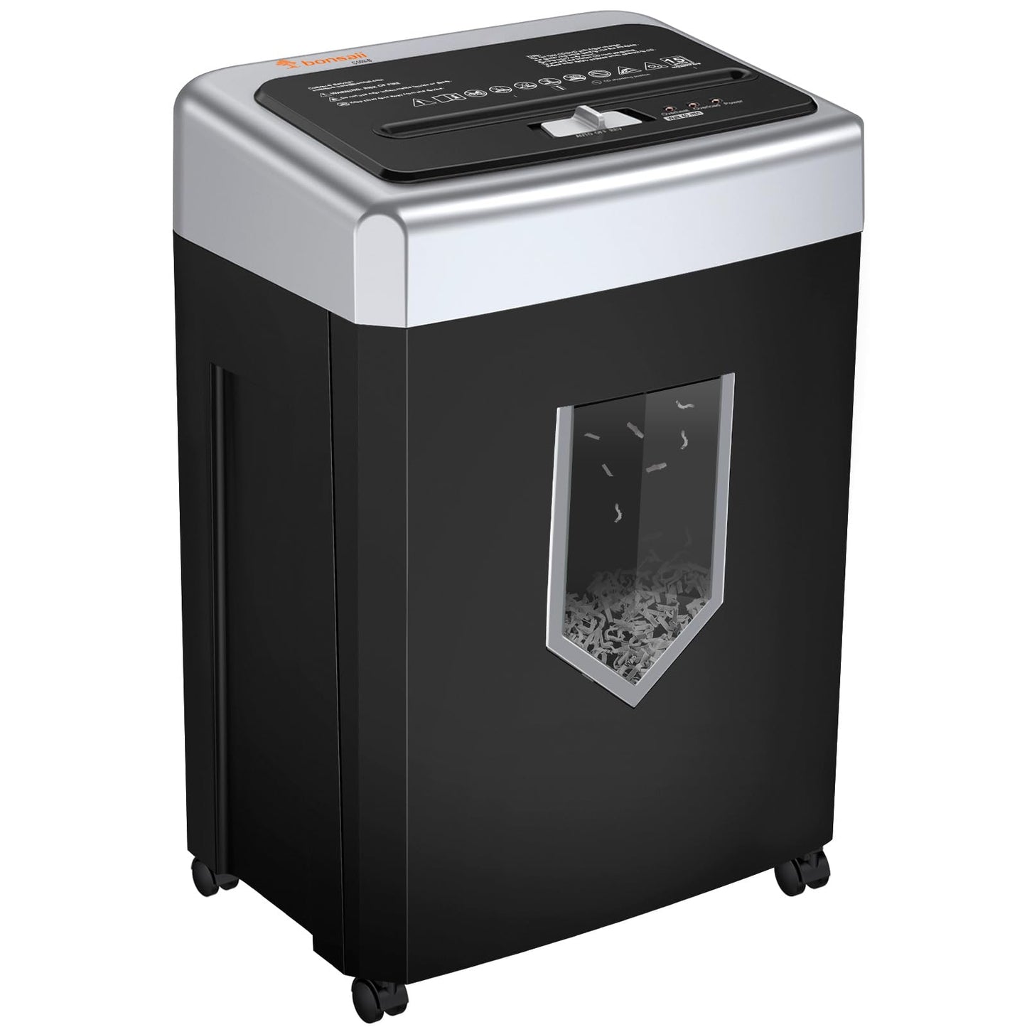 Bonsaii - Trituradora de papel de oficina de 15 hojas, trituradora de 40 minutos para oficina en casa, trituradora de corte transversal con sistema antiatasco y P-4 de alta seguridad, compatible con