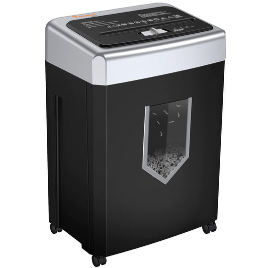 Bonsaii - Trituradora de papel de oficina de 15 hojas, trituradora de 40 minutos para oficina en casa, trituradora de corte transversal con sistema antiatasco y P-4 de alta seguridad, compatible con
