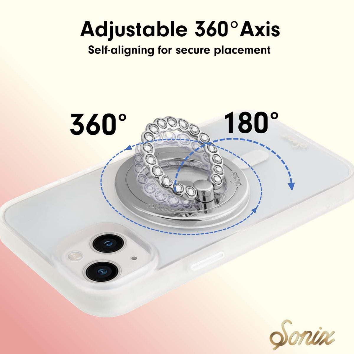Soporte Magnético para Teléfono Sonix Diamantes de Imitación Compatible con MagSafe y Soporte Giratorio para iPhone Series 16, 15, 14, 13, 12
