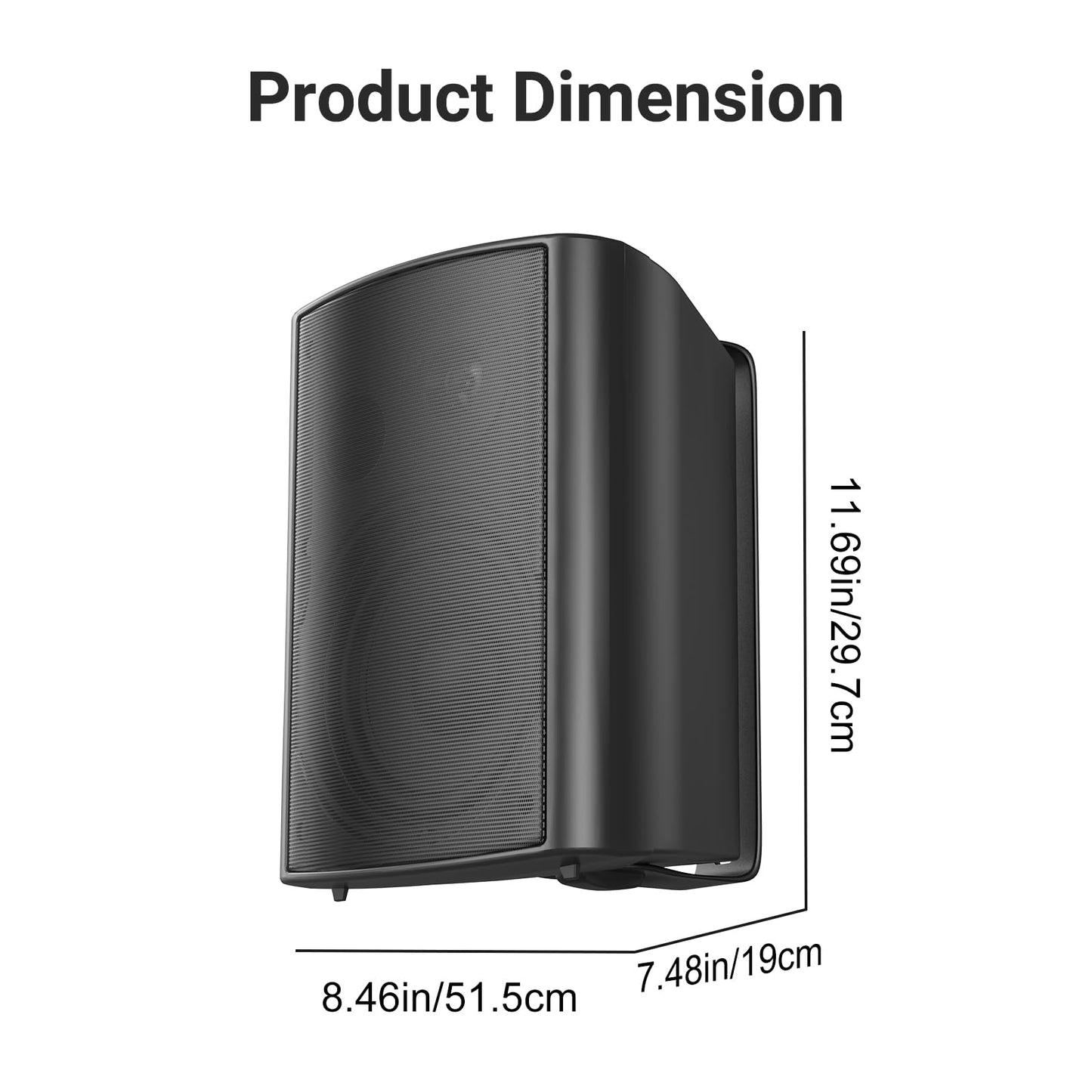 STUDIOFINIX Altavoces de Pared de 6,5 Pulgadas, Sistema de Altavoces pasivos para Exteriores de 400W/par, Material ABS Resistente para el Patio, el Garaje y la Piscina (Negro)