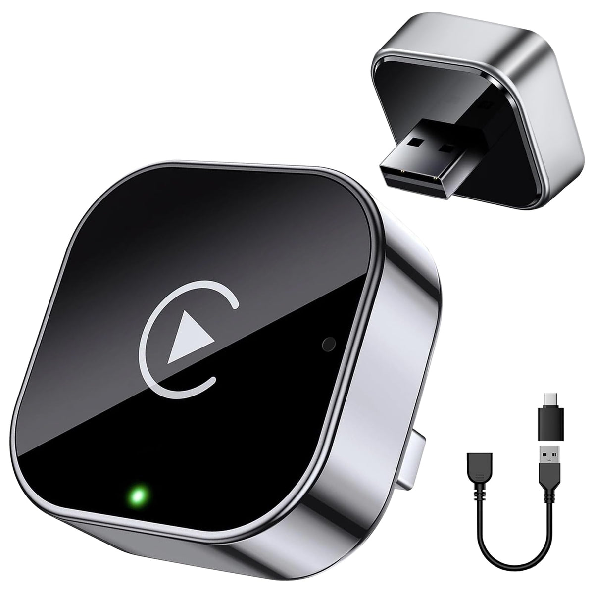 Adaptador Inalámbrico GOMITA Gris 2 en 1 para CarPlay y Android Auto