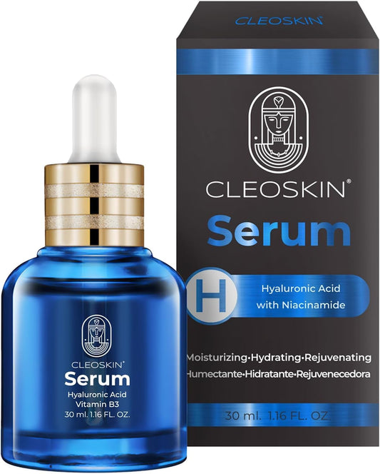 CLEOSKIN SERUM ACIDO HIALURONICO CON NIACINAMIDA Vitamina B3 Anti-arrugas, Hidratante facial, Lifting, Contorno de ojos,Suero Facial, Belleza, Skin care, Cuidado de la piel