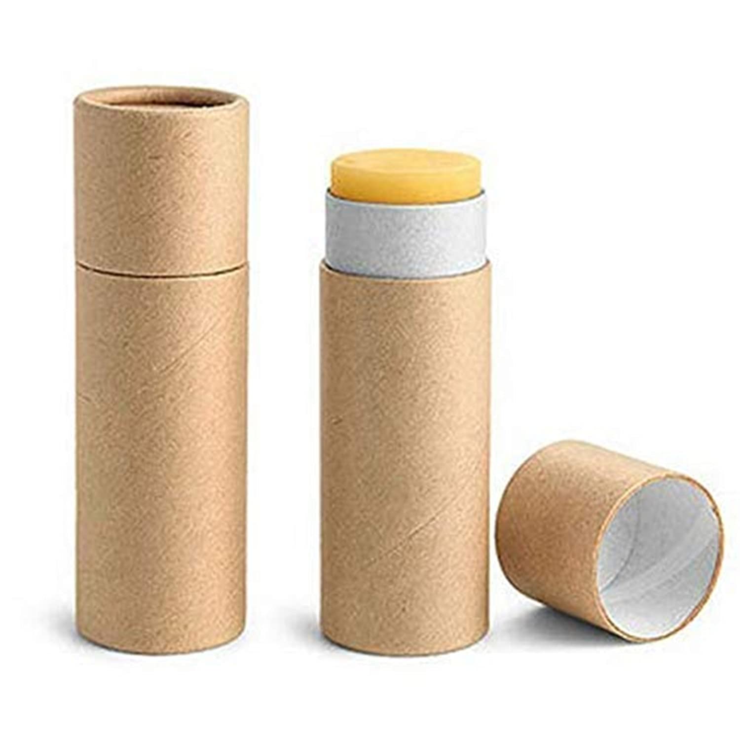 Healthcom 12 tubos de cartón, de 8,5 g, para bálsamo labial, tubos vacíos de cartón, tubo de pintalabios, rellenable, contenedor de perfume sólido, contenedor para muestras cosméticas, desodorante (marrón)