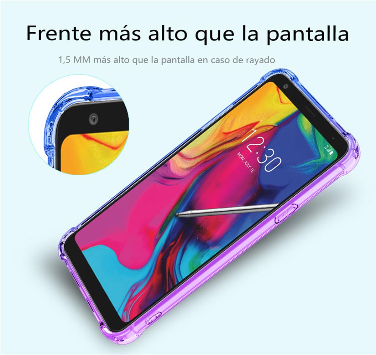 DABUNA Funda para LG Stylo 5 Case Uso Rudo,Transparente Colores Degradados Protectora de Cámara Anticaída Carcasa Bumper(Púrpura Azul)