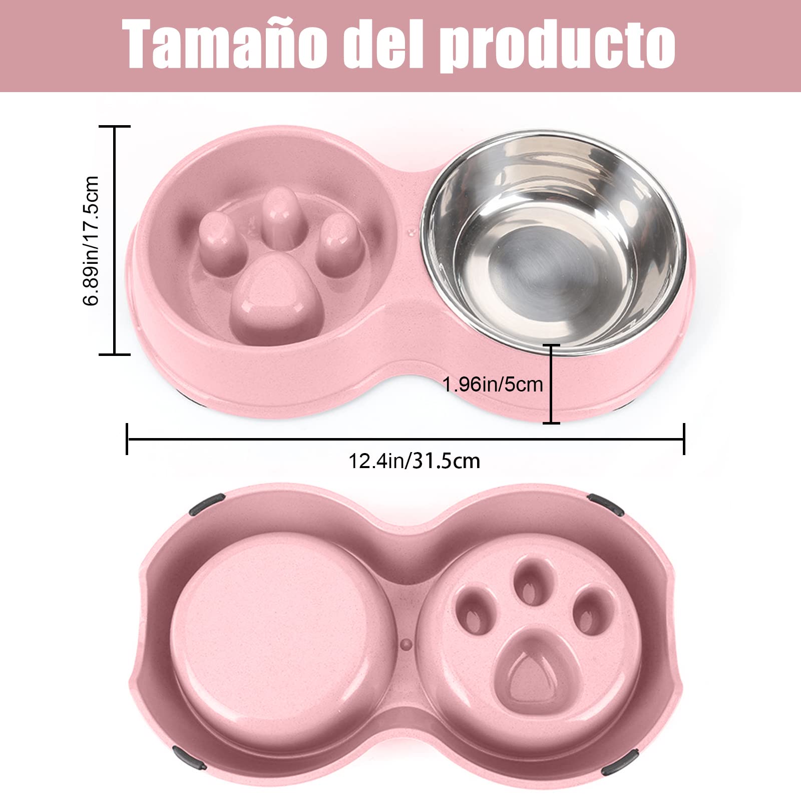 Comedero Lento para Perros, Dog Bowl Slow Feeder, Mascota Alimentador Lento para Comida Y Agua, Rojo