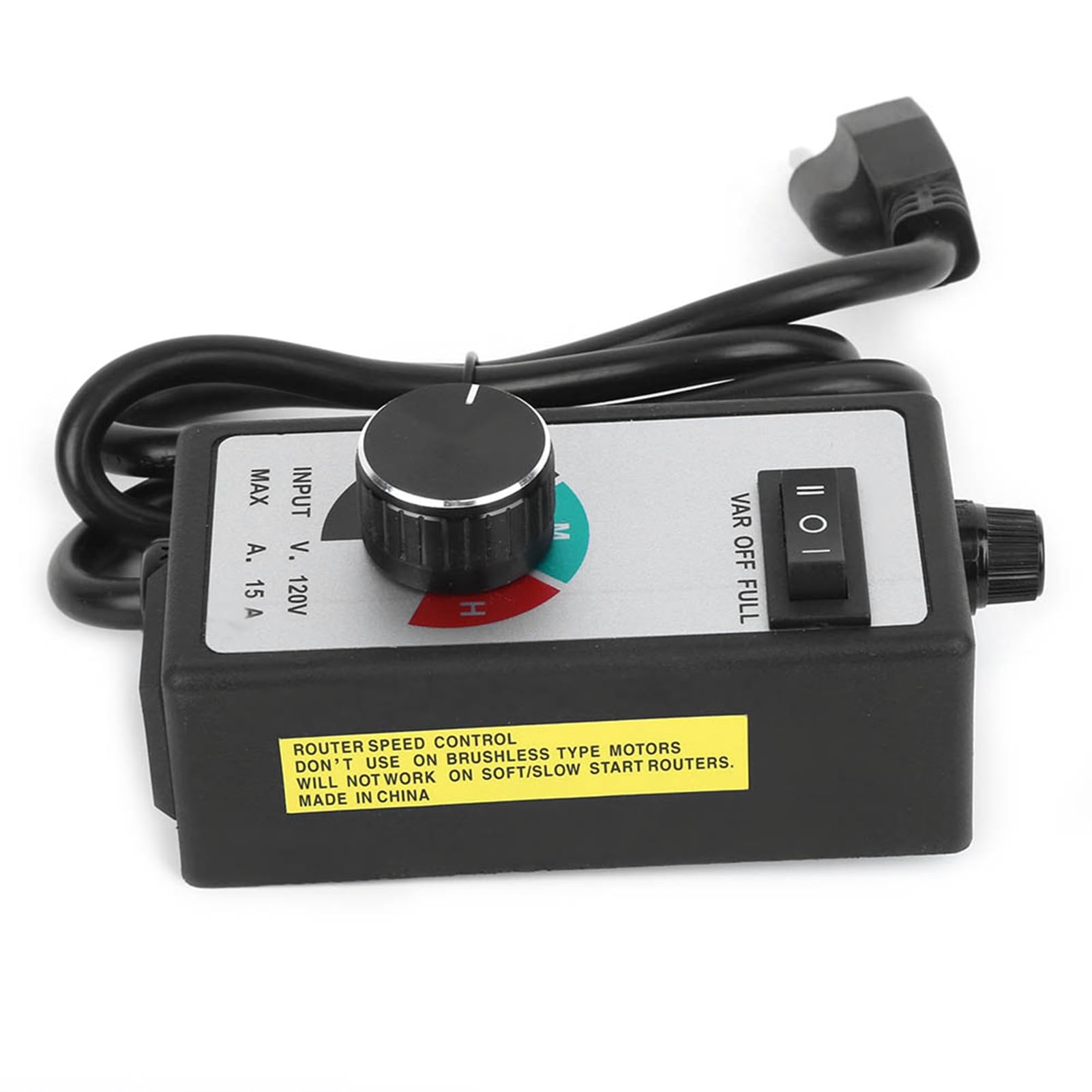 Controlador de Velocidad del Ventilador 1800W Ajustador de Velocidad Variable para Escape de Ventilador Hidropónico en Línea Voltaje de Salida AC120V Corriente Máxima 15A (1m)