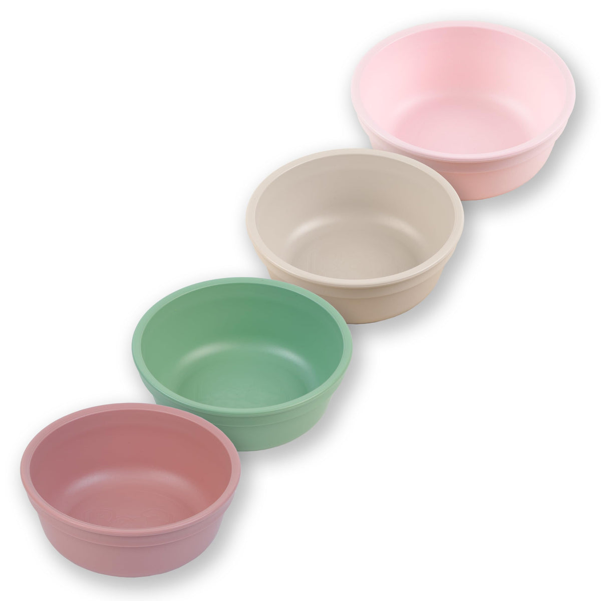 RE-PLAY - Juego de 4 cuencos en rosa del desierto, rubor, salvia y rosa hielo, hechos de jarras de leche recicladas pesadas y respetuosas con el medio ambiente, prácticamente indestructibles, sin BPA, rosas del desierto +