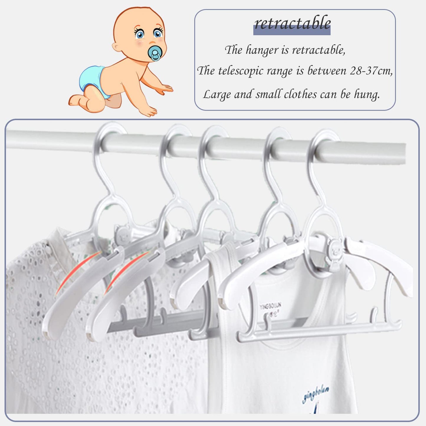 JSF - Perchas para niños, antideslizantes, paquete de 20 perchas para bebés, hangar para bebés