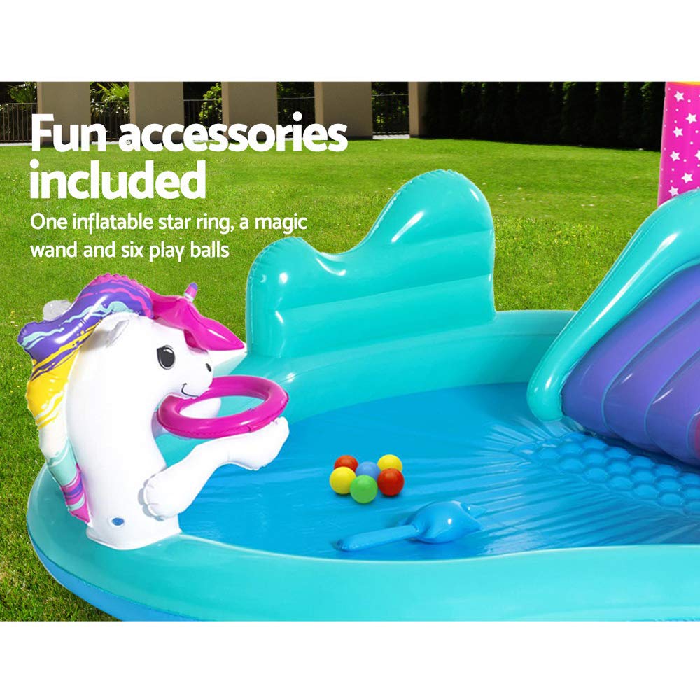 Bestway Alberca Inflable Infantil 3-6 años Unicornio c/resbalad 1mod 2.74x1.98x1.37m (9x6.6x54pulg) Caja(1)