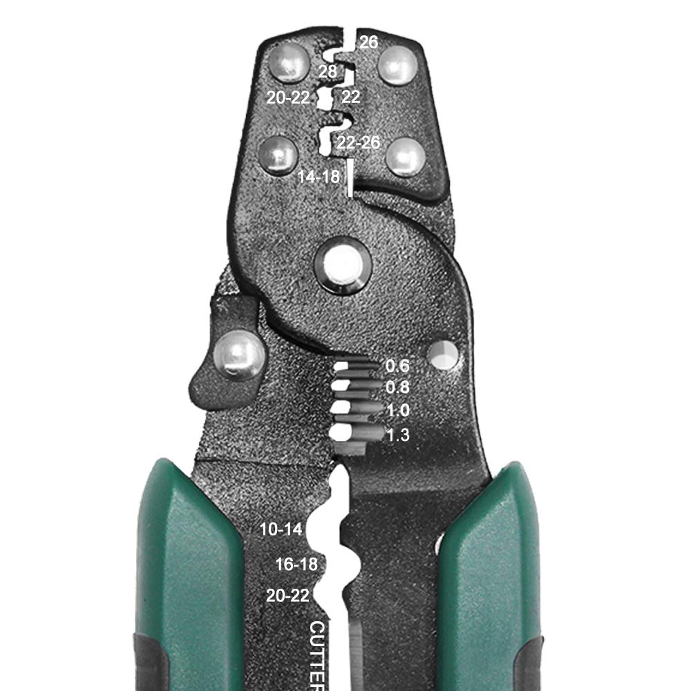 Herramientas de extracción de terminales de pines de 18 piezas con crimpadora de terminal de barril abierto, extracción de terminales automáticas findTop y crimpadora de terminales de 24-14 AWG para pin de terminal de conector de cable automático para aut