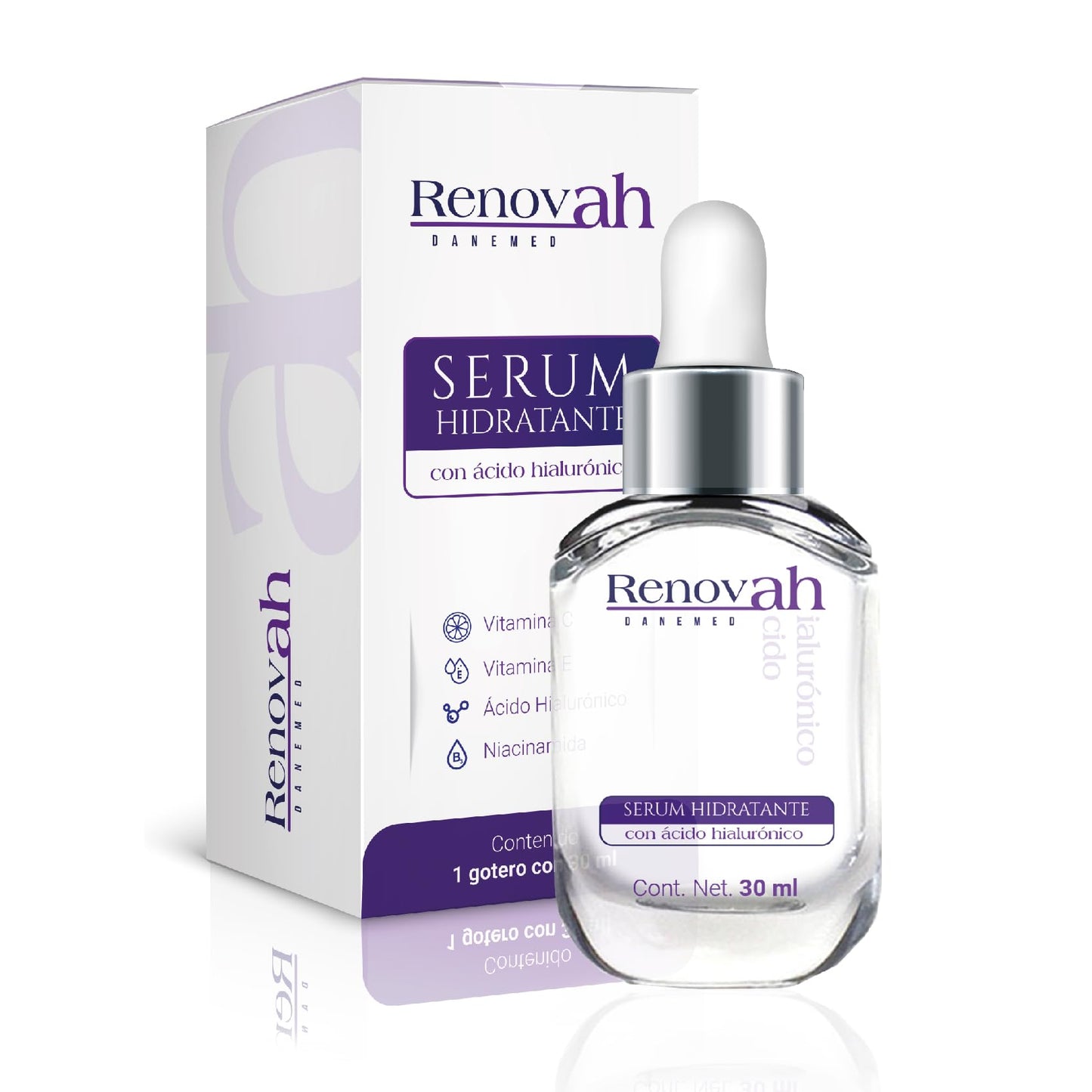 RENOVAH Sérum Hidratante con Hialurónico, Niacinamida, Vit-C, Vit-E