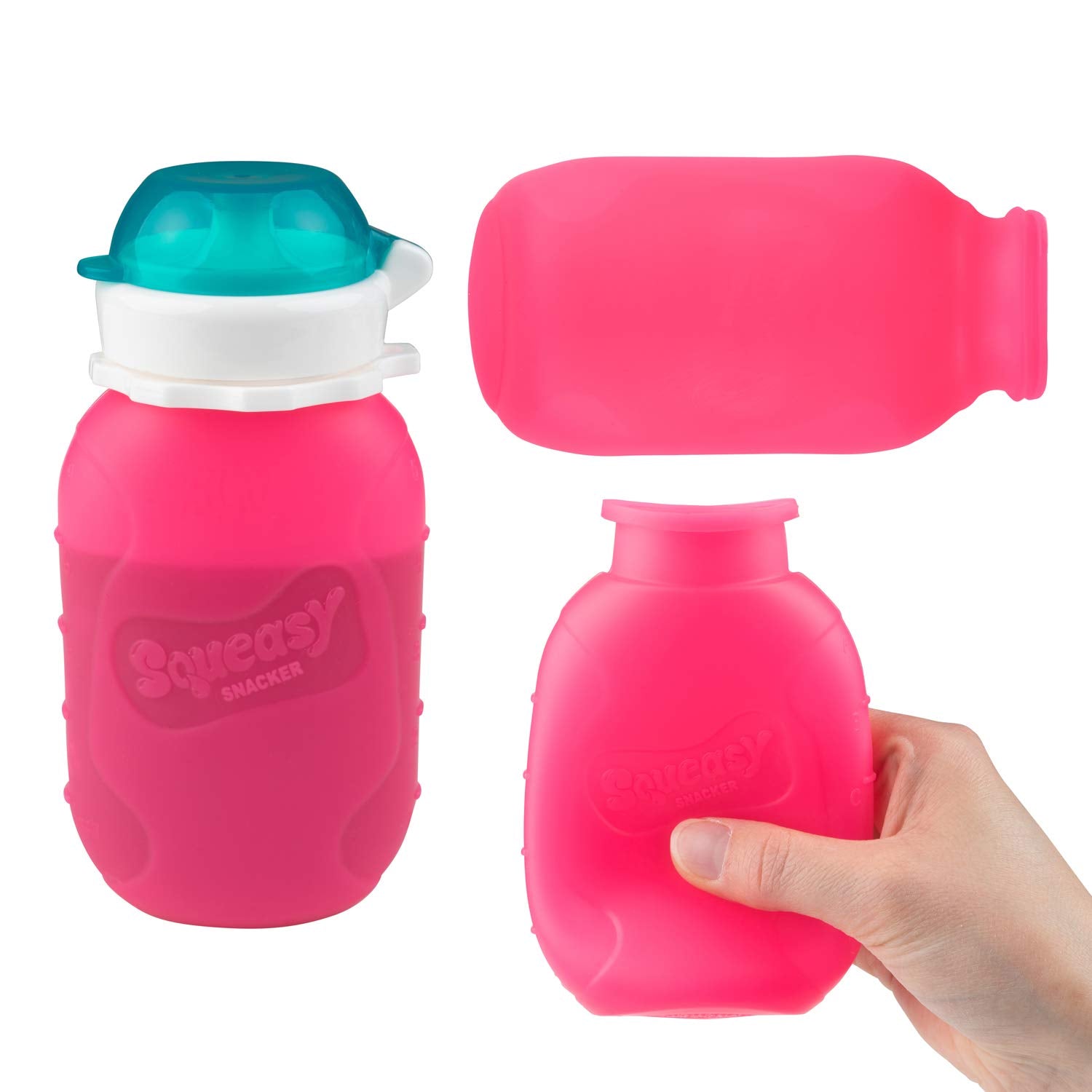 Squeasy Snacker Silicone Reusable Food Pouch Rosado 6oz