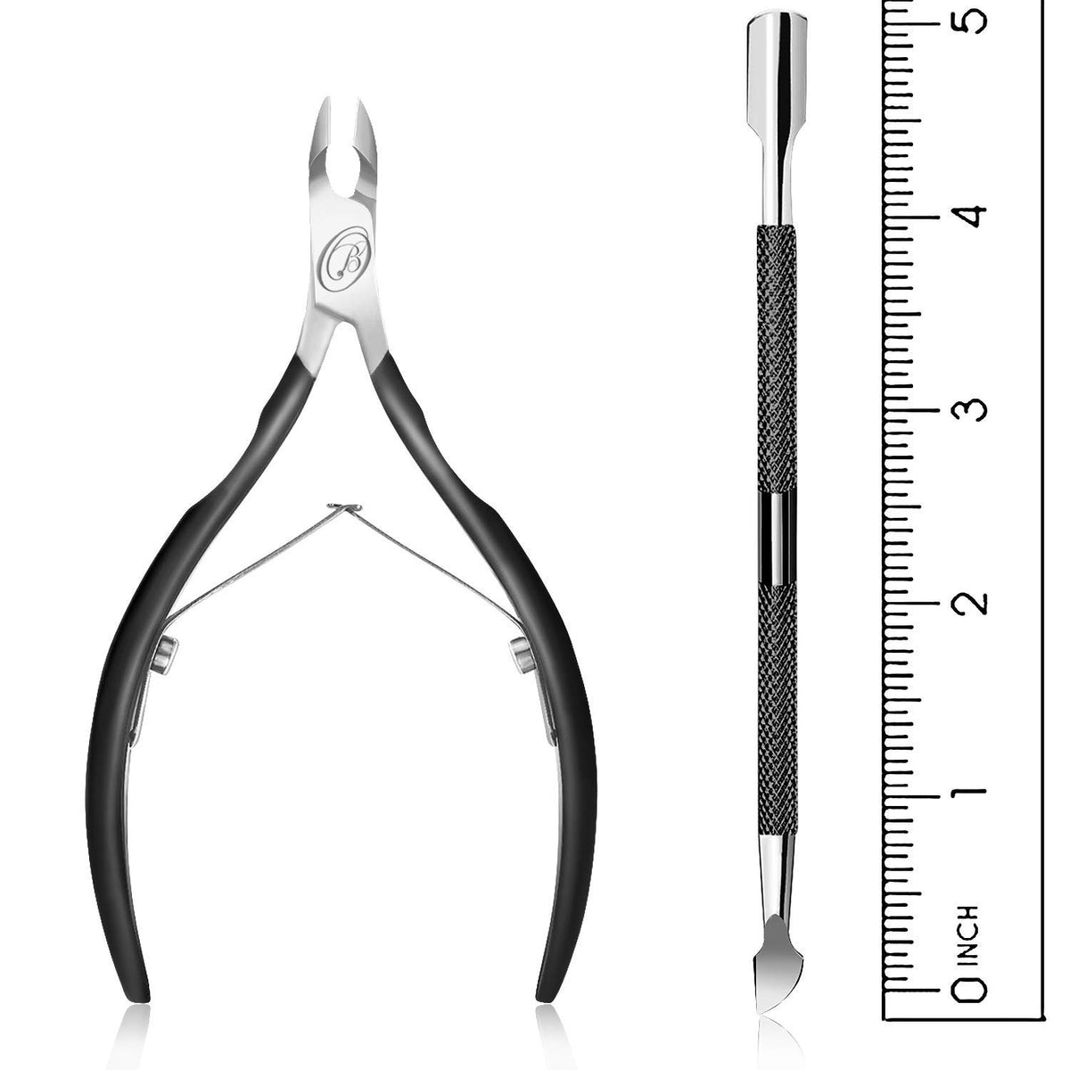 Cuticle Trimmer with Cuticle Pusher Cuticle Nipper Professional Grade Stainless Steel Cuticle Remover Cutter Clipper Durable Pedicure Manicure Tools for Fingernails and Toenails