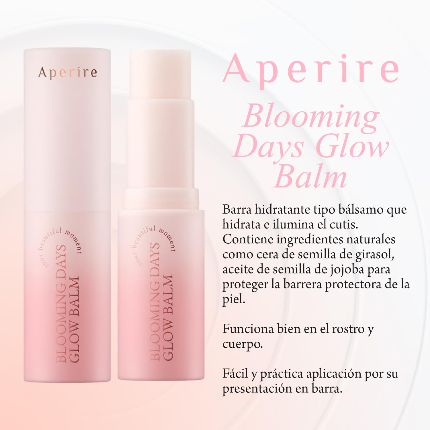Bálsamo Facial Coreano Day Glow Soothing Balm Stick Aperire | Skin Care Coreano | Hidratante en Barra | Protección y Luminosidad | Para Rostro y Cuerpo | 9.5g | Skin Care Coreano K-Beauty