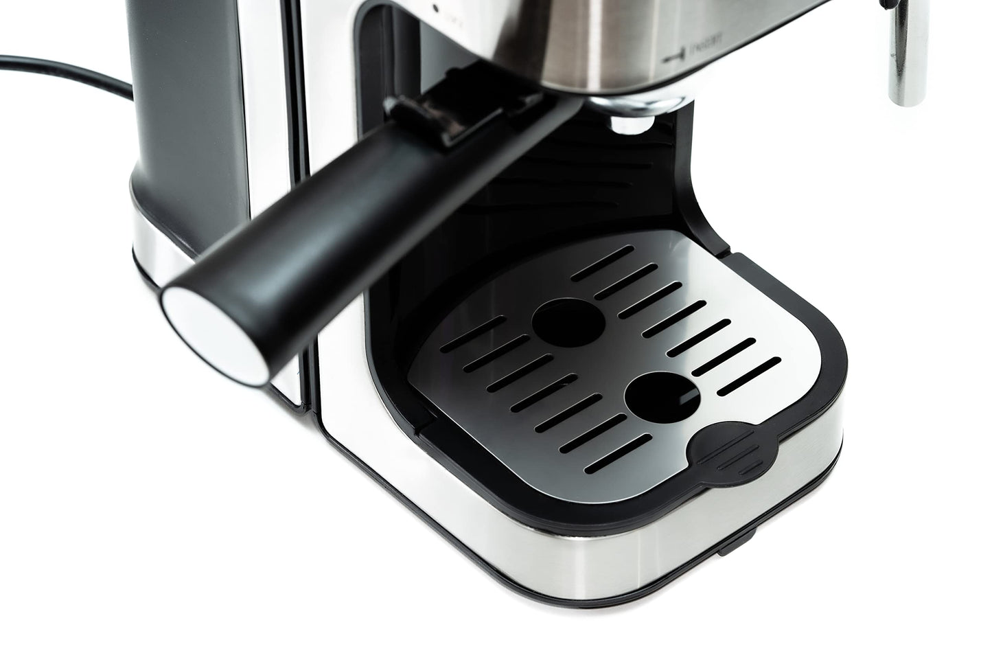 Cafetera Maquina De Espresso Daewoo, 0.24 Lts, bomba de presion 3.5 bar, espumado de leche, filtro de acero inoxidable, plata, modelo DES-485