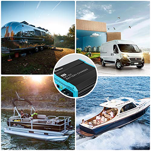 Renogy Cargador de batería a bordo de 12 V 20 A CC a CC para inundados, gel, AGM y litio, utilizando carga multietapa en caravanas, vehículos comerciales, barcos, yates, 20 A
